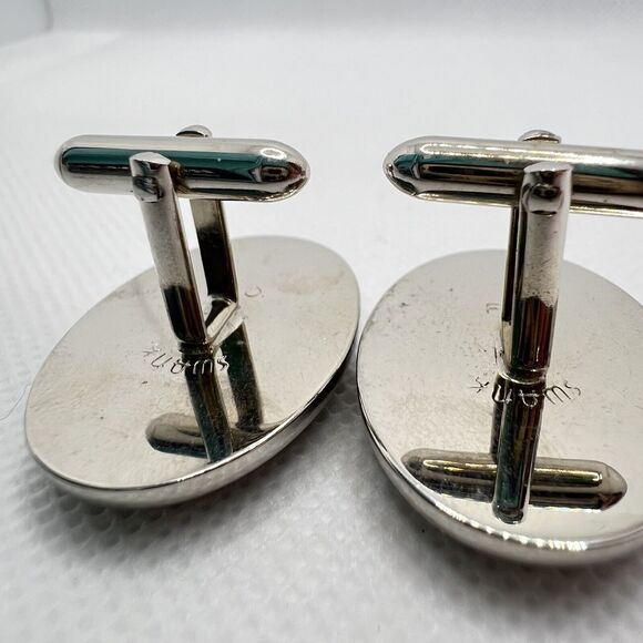 Boutons De Manchette Vintage Swank - Métal Couleur Argenté - Pierres Strass - Occasion